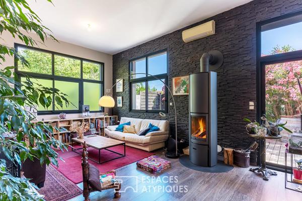 Loft atypique avec jardin paysager, atelier d’artiste de plain-pied accessible PMR