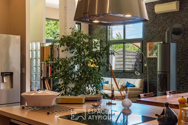 Loft atypique avec jardin paysager, atelier d’artiste de plain-pied accessible PMR