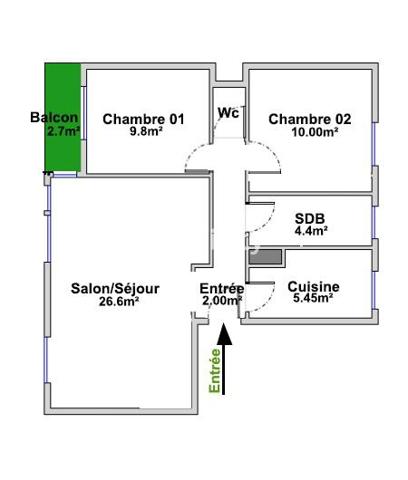 Appartement 3 pièces - 62 m²