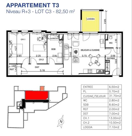 Appartement de standing T3,2ch à Lexy