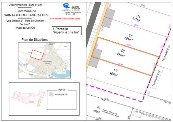 Terrain à bâtir à 12 kms de Chartres  491 m2