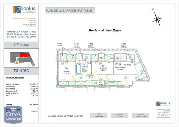 Appartement à louer 3 pièces 58.07m² Tours (37000)