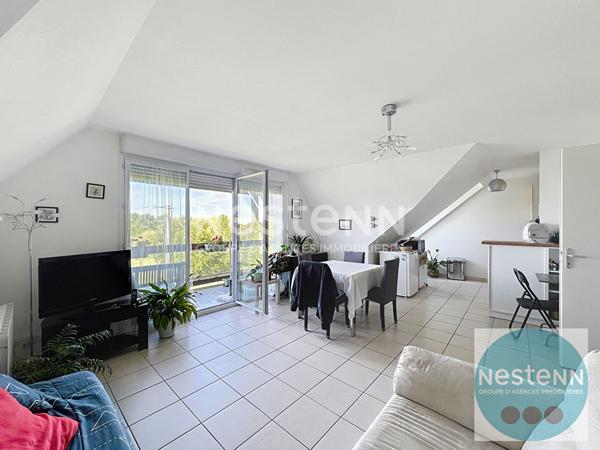 Superbe appartement lumineux à Blois, 3 pièces avec terrasse, vue sur la forêt, piscine, parc arboré et trois places de parking. Cadre calme et recherché, proche commodités.