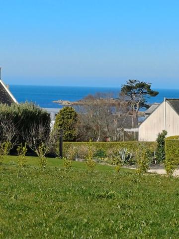 Plougasnou (29630) Plougasnou vue mer, maison bretonne en pierre entièrement rénovée, plain pied plus étage, piscine couverte.