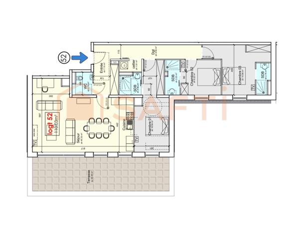 Appartement T4 neuf avec grande terrasse