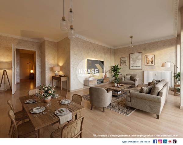Chalon-sur-Saône (71100) Appartement T4 | 75 m² | Balcon | Cave