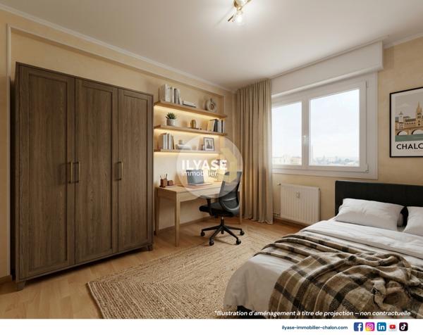 Chalon-sur-Saône (71100) Appartement T4 | 75 m² | Balcon | Cave