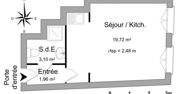 Location Studio 24.78 m² - Neuville-sur-saône 69250