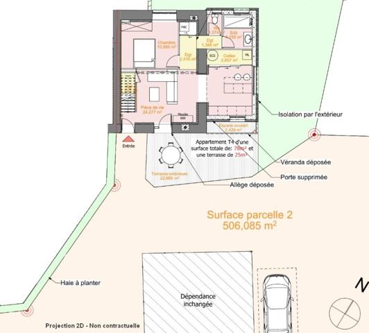 Maison mitoyenne à rénover  4 pièces 78 m2 + chalet 42 m2 avec 482 m2 de terrain.