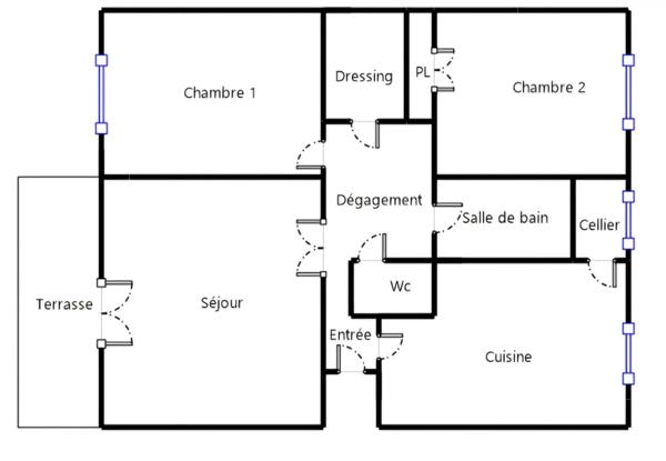 Appartement 3 pièces 60m²