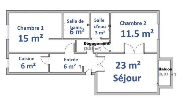 Appartement en résidence séniors à vendre 3 pièces LYON 7EME ARRONDISSEMENT (69)