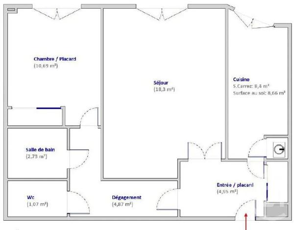 Appartement F2 à vendre  2 pièces - 51,01 m 2   PARIS  - 75005
