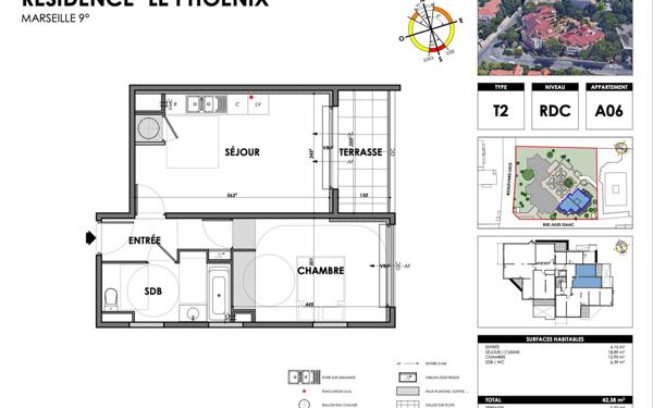 Appartement à vendre    2 pièces • 42,38 m2 Marseille 9