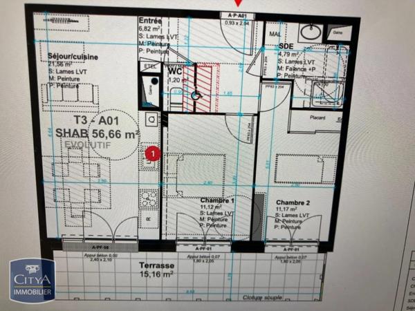 Appartement à louer 3 pièces 56.66m² Le Havre (76620)