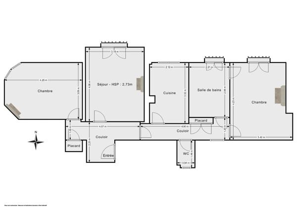 Appartement F3 à vendre  3 pièces - 62,35 m 2   PARIS  - 75003