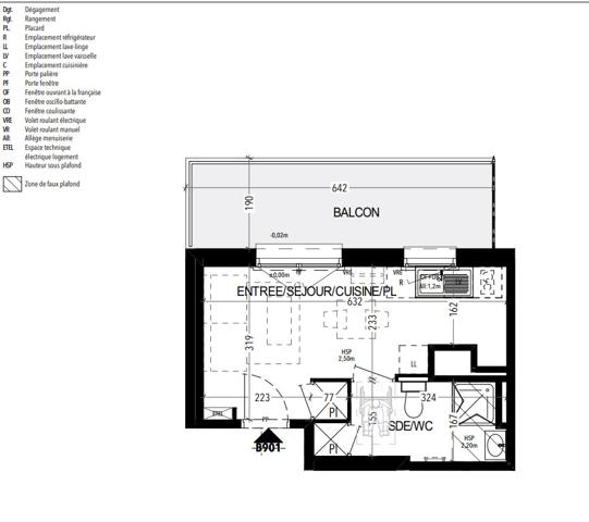 Appartement 1 pièce 21.87 m2