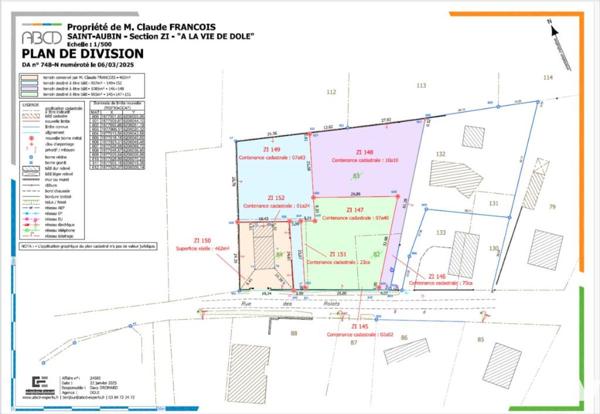 SAINT AUBIN (39410) une parcelle de terrain à bâtir d'une surface de 965 m²