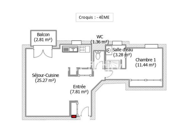 Appartement 3 pièces - 49 m² Exclusivité efficity