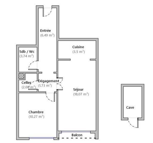 Appartement 2 pièces - 49 m²