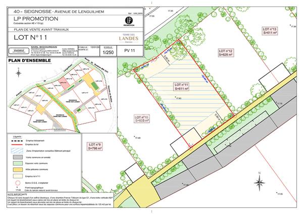 SEIGNOSSE BOURG - Terrain à bâtir de 611 m²