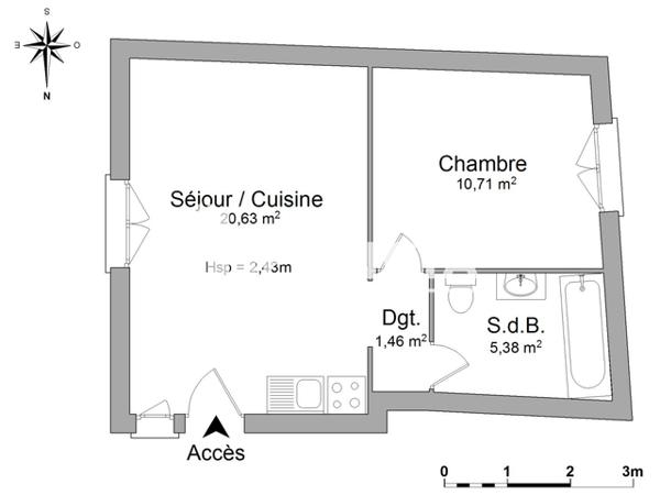 Location Appartement meublé 2 pièces 38.18 m² - 11 RUE DU 26 MAI 1944 Saint Martin Le Vinoux 38950