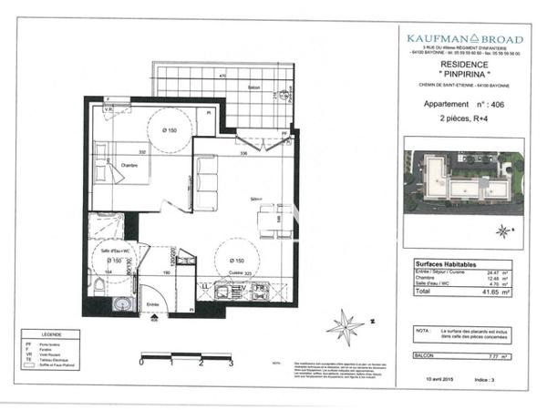 Location Appartement 2 pièces 41.65 m² - 39 CHEMIN ST ETIENNE Bayonne 64100
