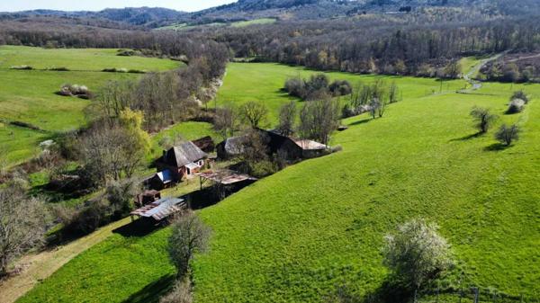 Maison ancienne - Terrasson Ferme en pierre à rénover et belles granges isolées par 7 hectares de terrain