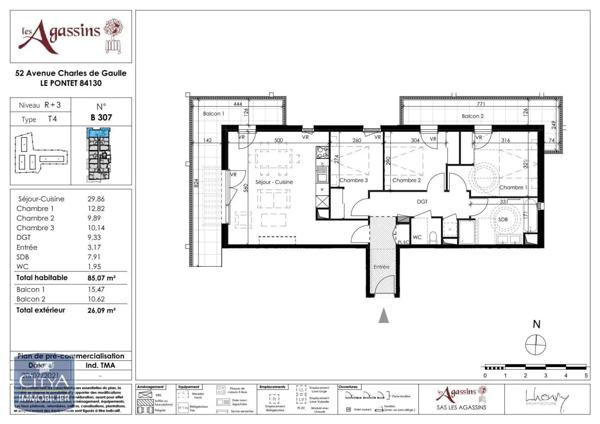 Appartement à louer 4 pièces 85.07m² Le Pontet (84130)