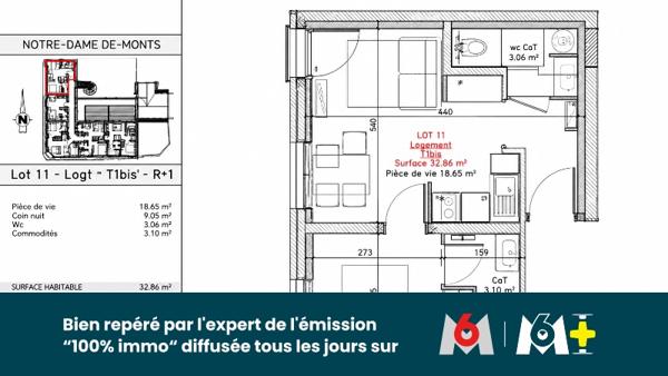 Appartement 32.85 m² à Notre-Dame-de-Monts