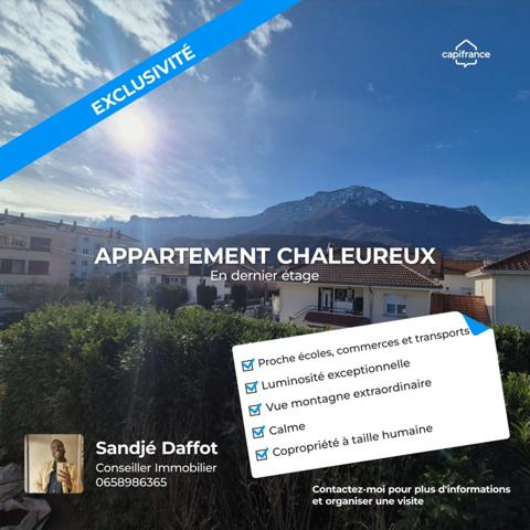 Nouveauté – T4 lumineux 82 m² avec balcon -Dernier étage - Vivre au calme avec vue montagnes - Secteur Jean-Jaurès