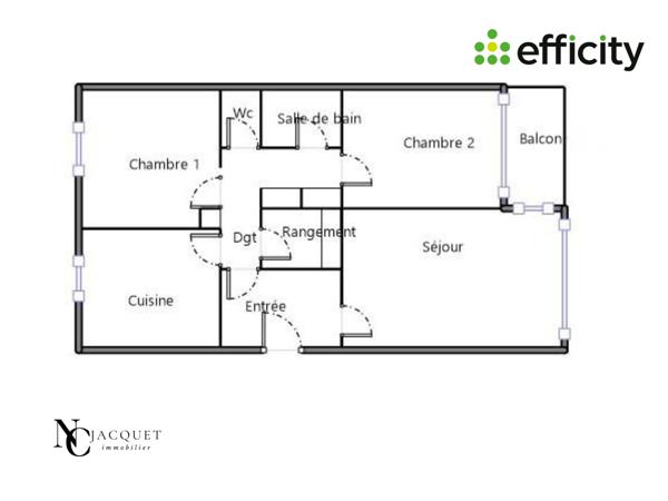 Appartement 3 pièces - 74 m² Exclusivité efficity