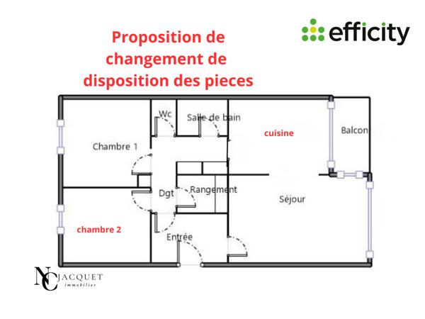 Appartement 3 pièces - 74 m² Exclusivité efficity