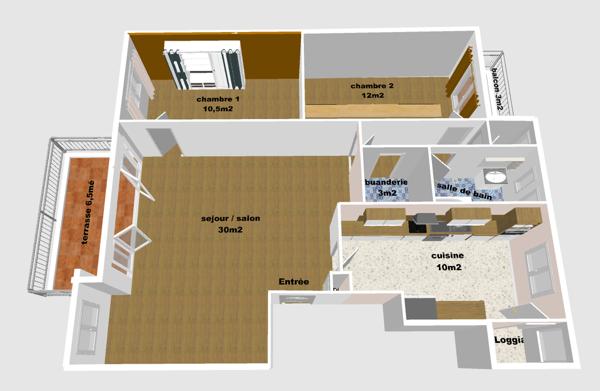 Appartement 3 pièces - 70 m² Exclusivité efficity