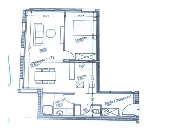 Appartement 2 pièces de 57 m² à Bielle (64260)