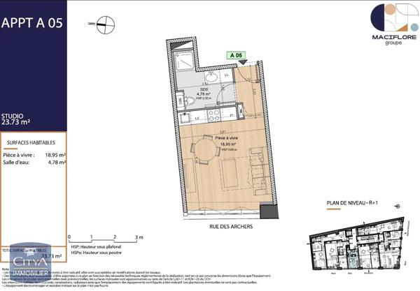 Appartement à louer 1 pièce 23.73m² Dax (40100)