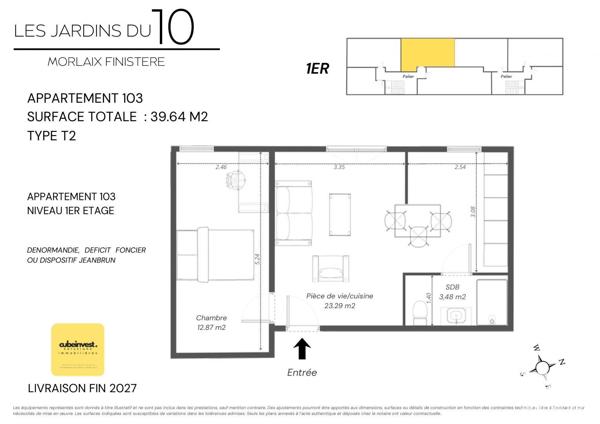 Appartement à vendre 2 pièces 40 m² Morlaix