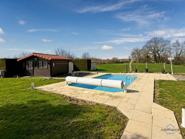 Dpt Gers (32), à vendre BARCELONNE DU GERS Maison T5 de 155 m² habitables + grands garages, dépendances et piscine sur 8678 m² de terrain, au calme