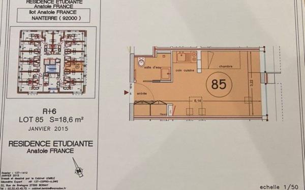 Appartement à vendre    1 pièce • 18,60 m2 Nanterre