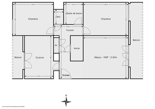 Appartement 3 pièces de 58 m² avec balcons, rue de Belfort, Besançon