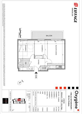 Location Appartement57,9 m² - 3 Pièces - GUYANCOURT (78280)