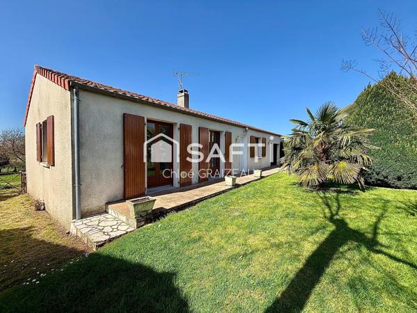 Maison de plain-pied, 95 m² habitables, garage