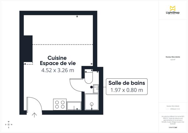 Studio idéalement agencé et entièrement rénové - 10,5 m² carrez - 15,5 m² au sol - dernier étage - Rue de Clichy, Paris