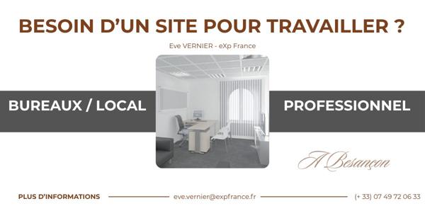 MURS COMMERCIAUX / LOCAL PROFESSIONNEL – 58 M² – BESANÇON CHAPRAIS – 3 À 4 BUREAUX – VISIBILITÉ PREMIUM
