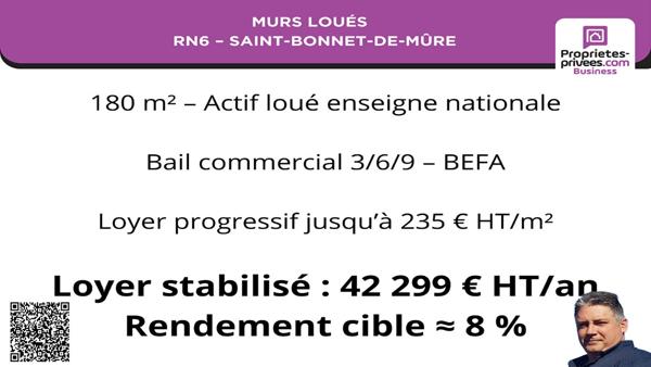 MURS COMMERCIAUX LOUÉS 180 m² - RN6 SAINT-BONNET-DE-MÛRE