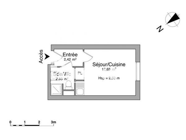 Location Studio 17.92 m² - 2 AVENUE DU BOIS Cergy 95000