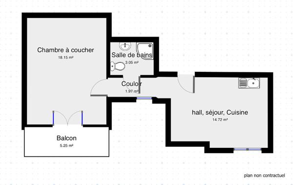 Appartement Beaufort En Anjou 1 pièce(s) 37 m2