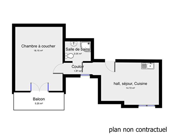Appartement Beaufort En Anjou 1 pièce(s) 37 m2