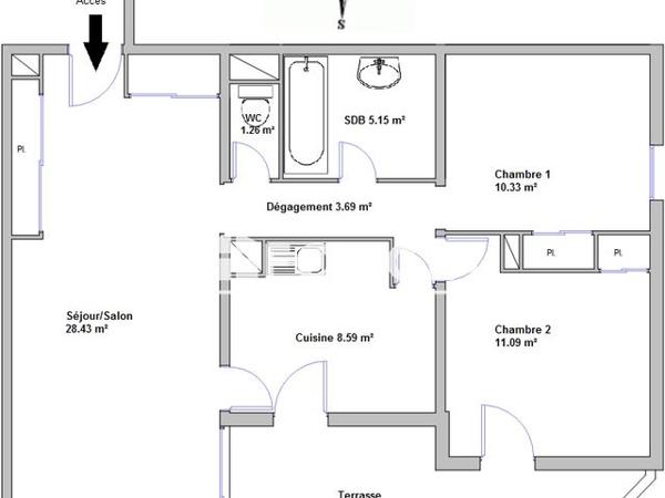 Location Appartement 3 pièces 68.54 m² - AVENUE GEORGES POMPIDOU Uzes 30700