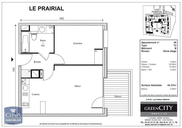 Appartement à louer 2 pièces 43.99m² Toulouse (31200)