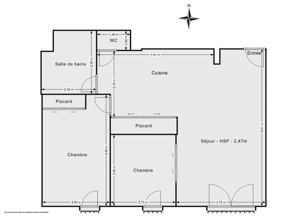 Appartement F3 à vendre  3 pièces - 63,34 m 2   PARIS  - 75010